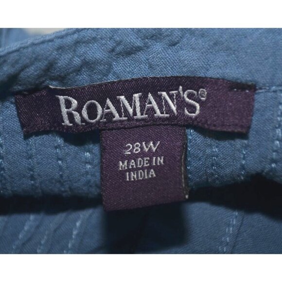 Roaman's Women's 28W Blue Eyelet Blouse Tunic Top Button Front 3/4 Sleeve Comfy - Picture 12 of 14